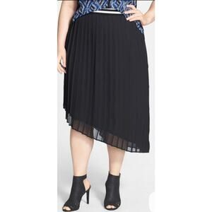 Bellatrix black pleated chiffon asymmetrical hem skirt Size 1X preppy goth